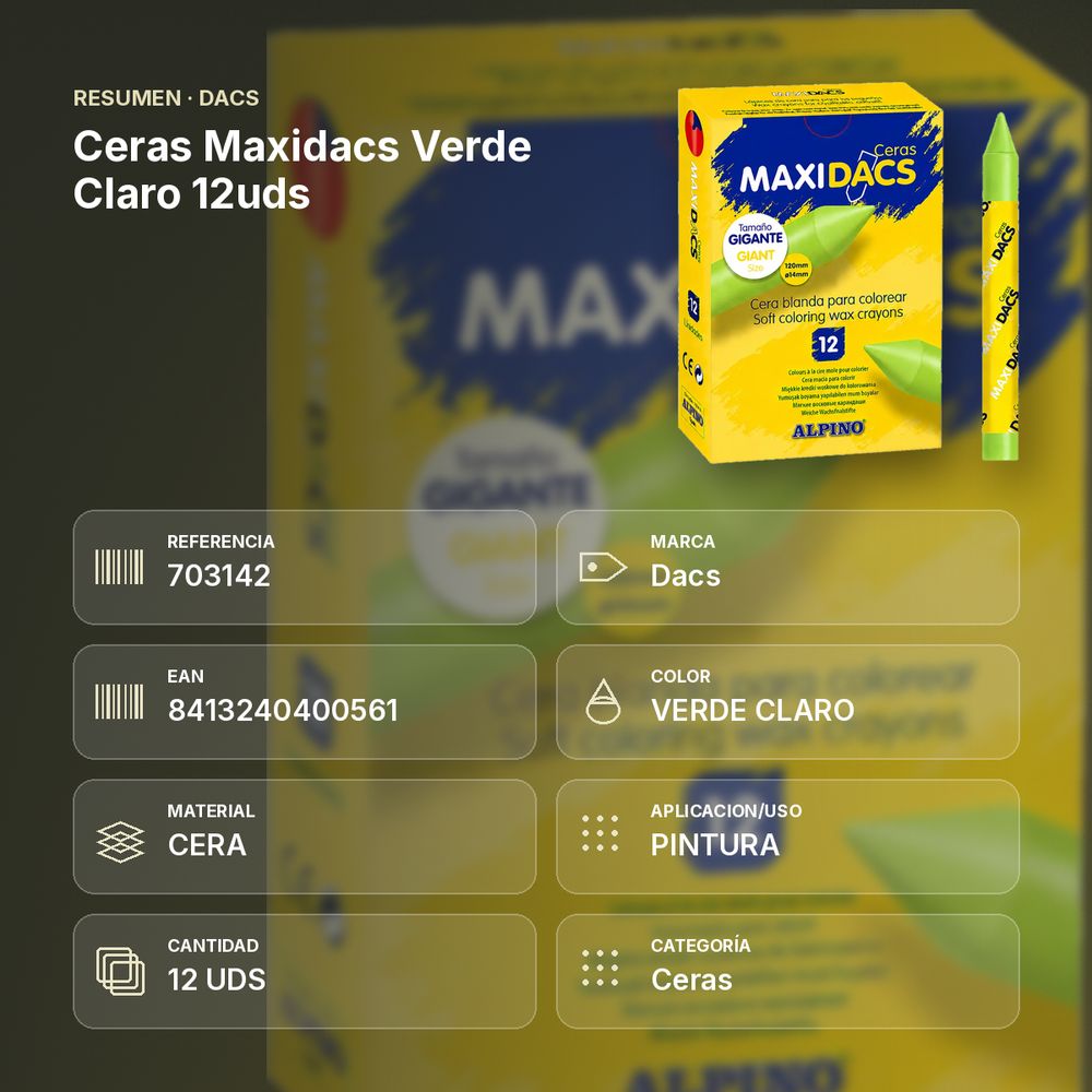 CERAS MAXIDACS VERDE CLARO 12UDS - resumen de atributos
