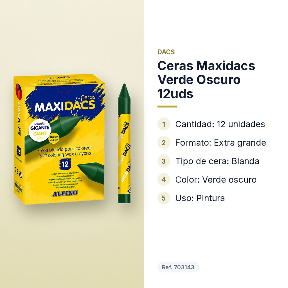 CERAS MAXIDACS VERDE OSCURO 12UDS - características principales