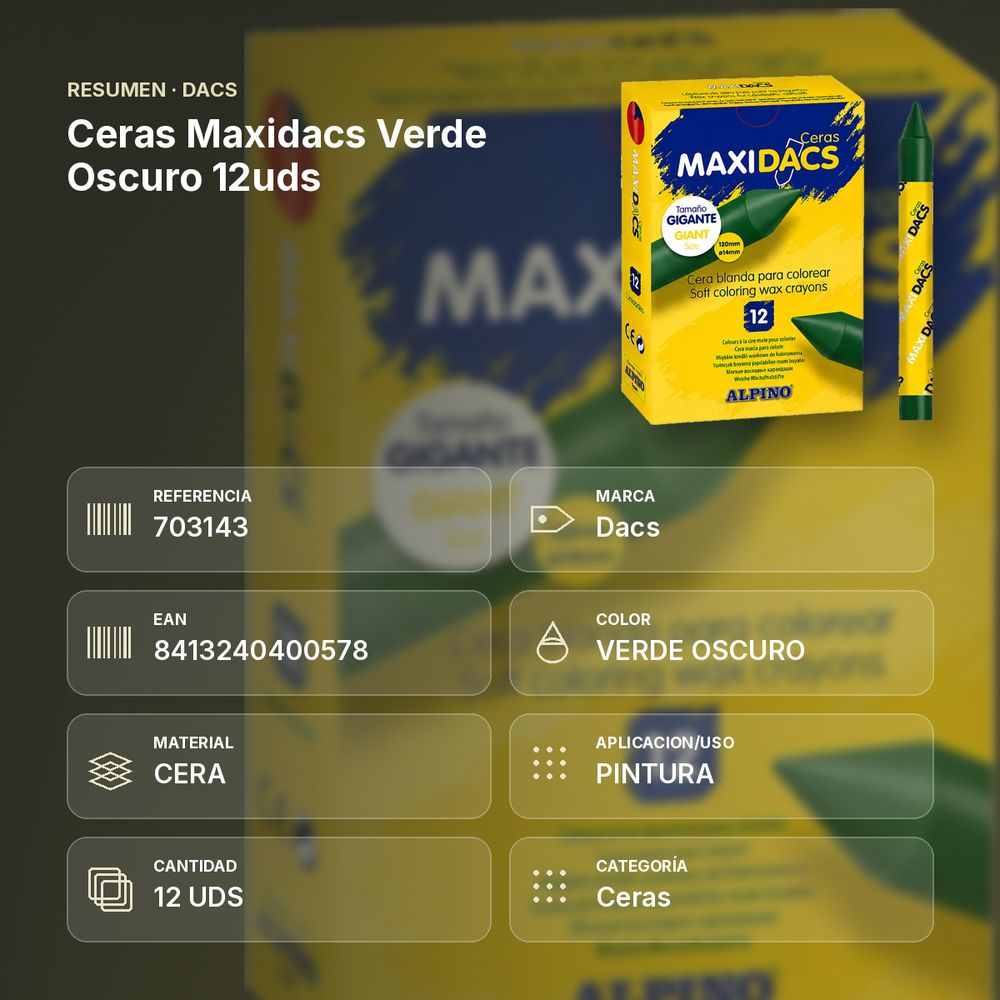 CERAS MAXIDACS VERDE OSCURO 12UDS - resumen de atributos