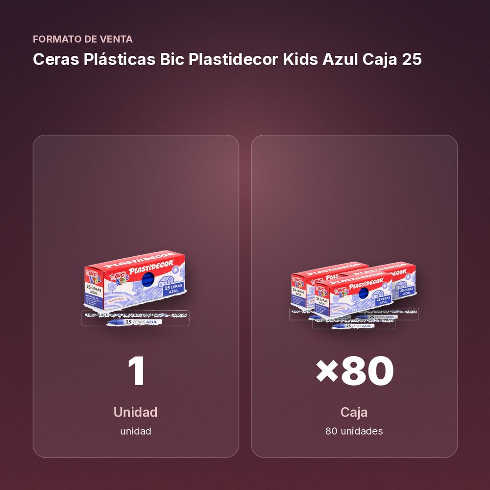 CERAS PLÁSTICAS BIC PLASTIDECOR KIDS AZUL CAJA 25 - formato de venta: caja de 80