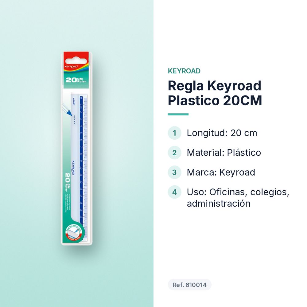 REGLA KEYROAD PLASTICO 20CM - características principales