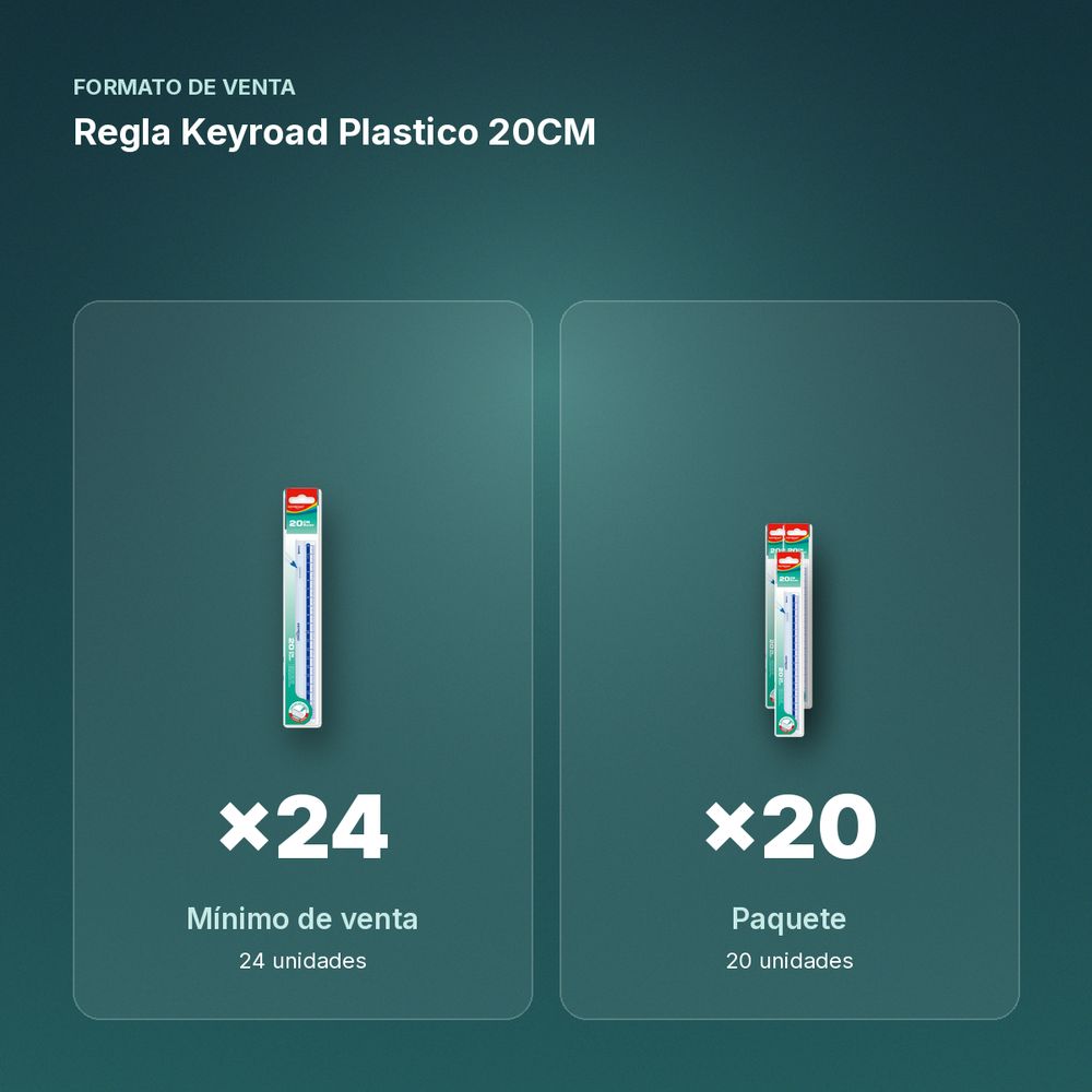 REGLA KEYROAD PLASTICO 20CM - formato de venta: paquete de 20