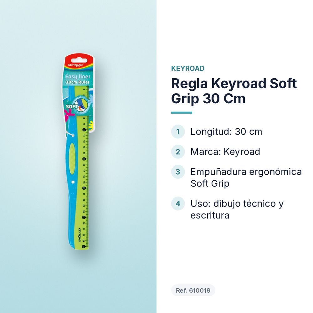 REGLA KEYROAD SOFT GRIP 30 CM - características principales