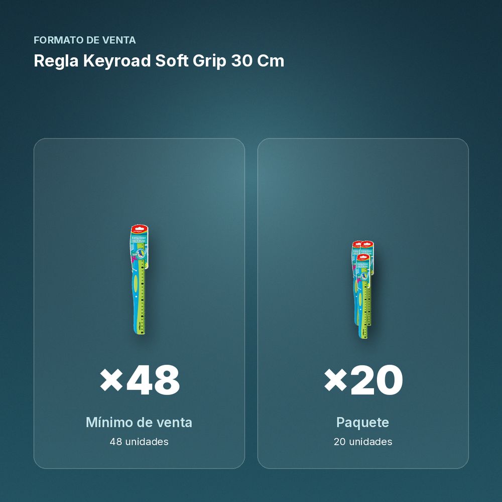 REGLA KEYROAD SOFT GRIP 30 CM - formato de venta: paquete de 20