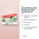 CERAS PLÁSTICAS BIC PLASTIDECOR KIDS VERDE CAJA 25 - características principales