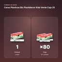 CERAS PLÁSTICAS BIC PLASTIDECOR KIDS VERDE CAJA 25 - formato de venta: caja de 80