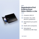 REGRABADORA DVD EXTERNA ASUS SDRW-08D2S-U LITE - características principales