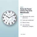 RELOJ DE PARED UNILUX POP GRIS METALIZADO - características principales