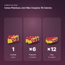 CERAS PLÁSTICAS JOVI WAX CRAYONS 18 COLORES  - formato de venta: paquete de 6, caja de 12
