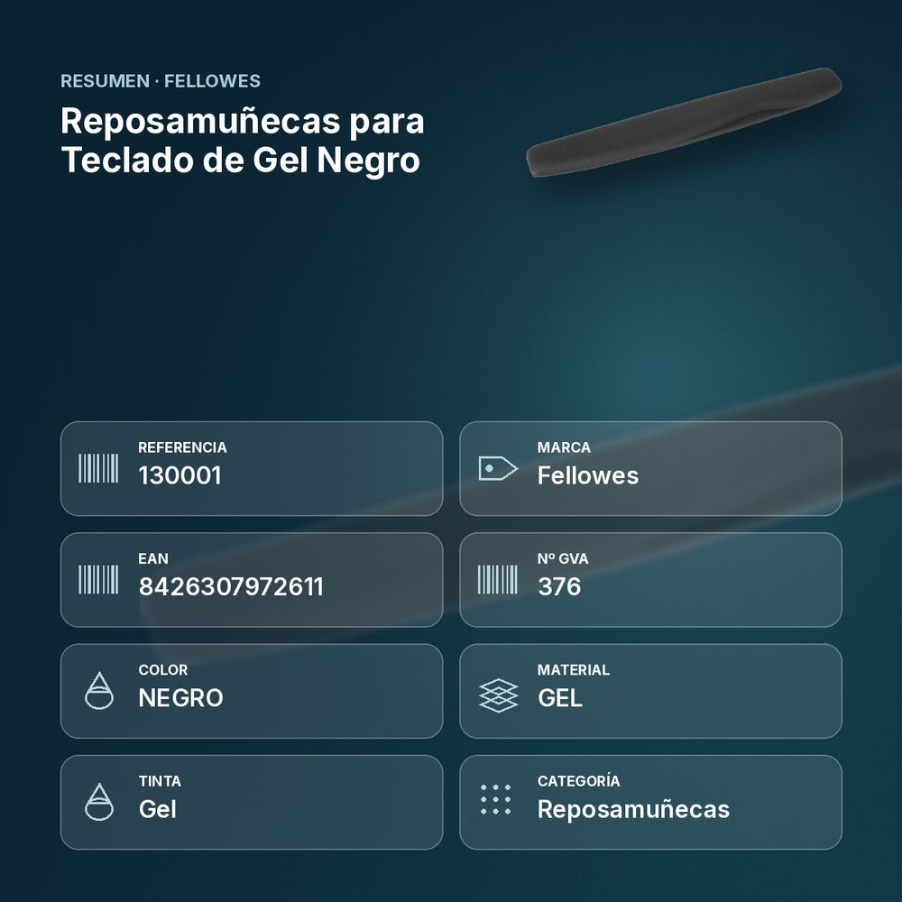 REPOSAMUÑECAS PARA TECLADO DE GEL NEGRO - resumen de atributos
