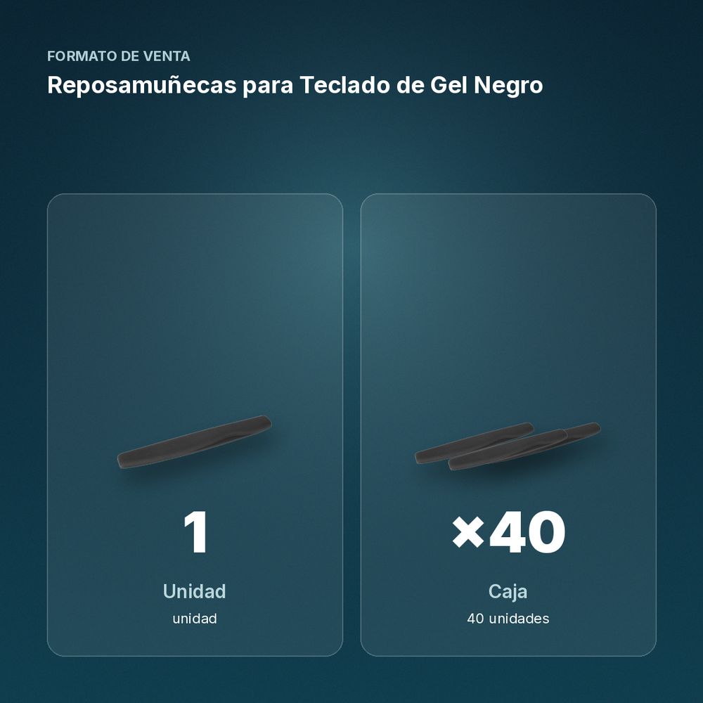 REPOSAMUÑECAS PARA TECLADO DE GEL NEGRO - formato de venta: caja de 40