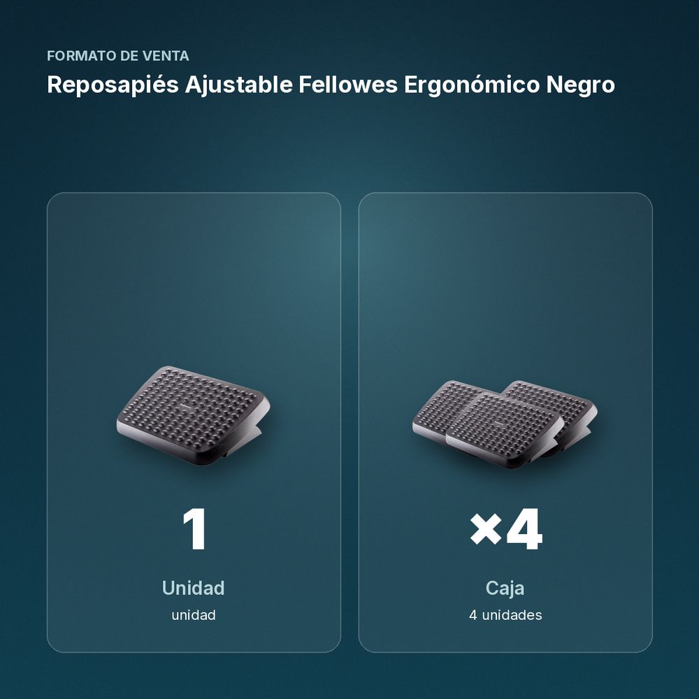 REPOSAPIÉS AJUSTABLE FELLOWES ERGONÓMICO NEGRO - formato de venta: caja de 4