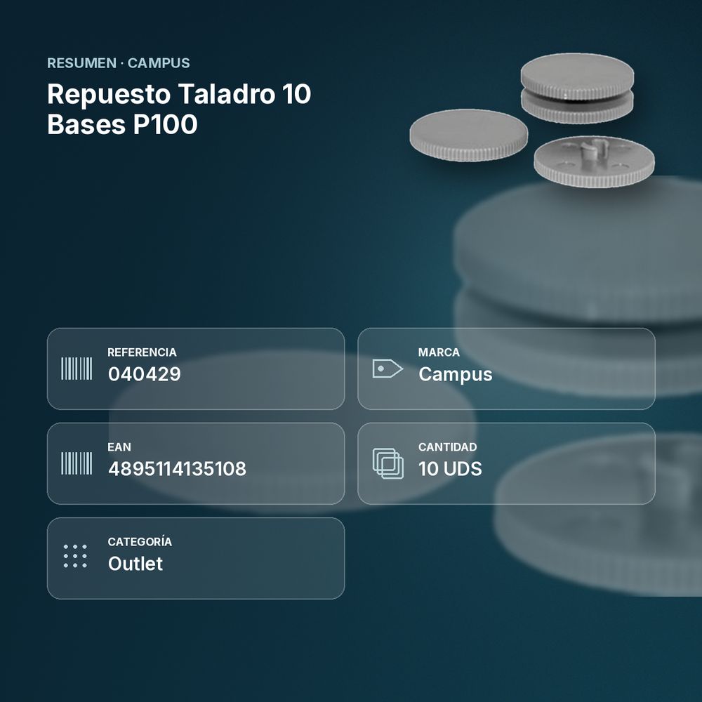 REPUESTO TALADRO 10 BASES P100 - resumen de atributos