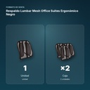 RESPALDO LUMBAR MESH OFFICE SUITES ERGONÓMICO NEGRO - formato de venta: caja de 2