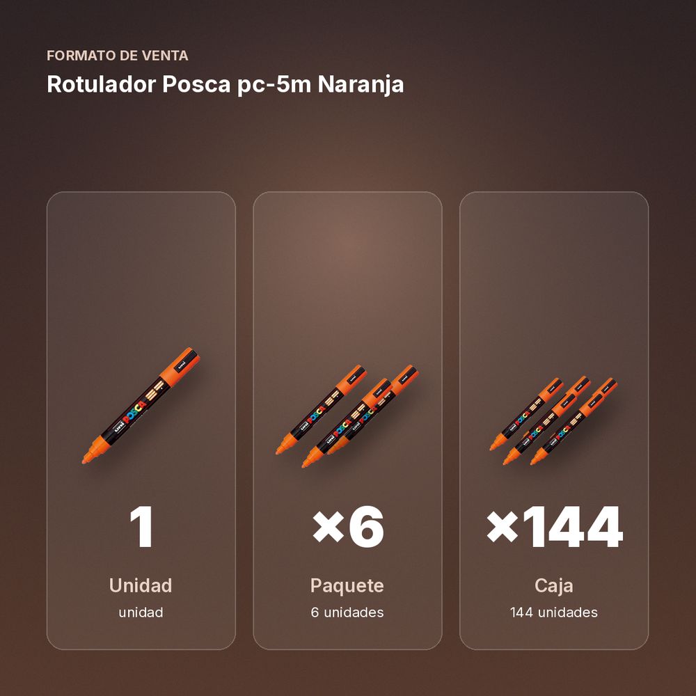 ROTULADOR POSCA PC-5M NARANJA - formato de venta: paquete de 6, caja de 144, palé de 288