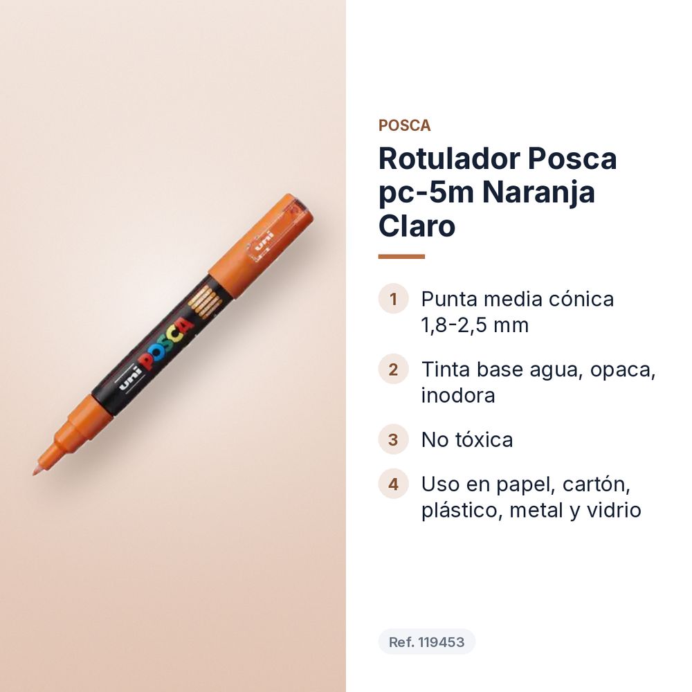 ROTULADOR POSCA PC-5M NARANJA CLARO - características principales