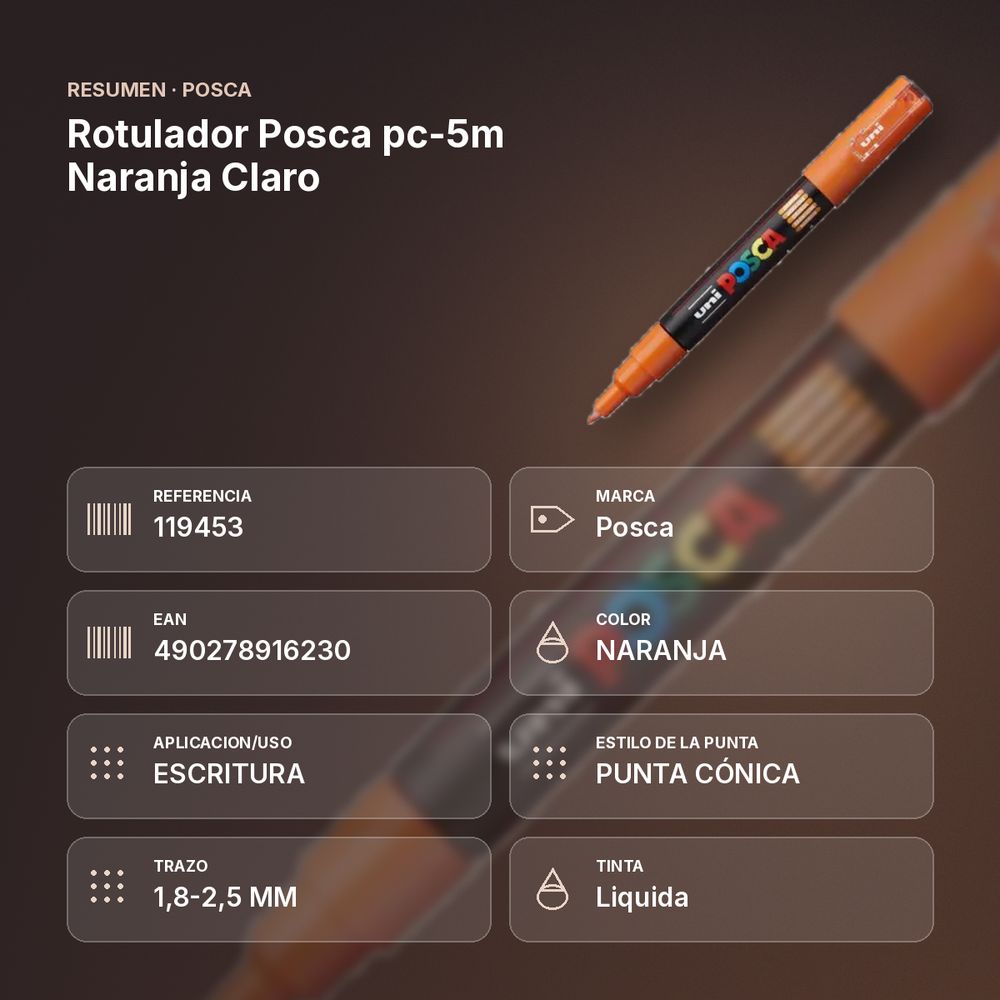 ROTULADOR POSCA PC-5M NARANJA CLARO - resumen de atributos