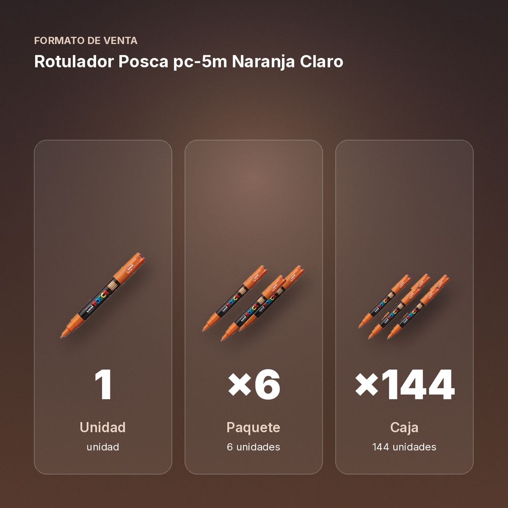 ROTULADOR POSCA PC-5M NARANJA CLARO - formato de venta: paquete de 6, caja de 144, palé de 288