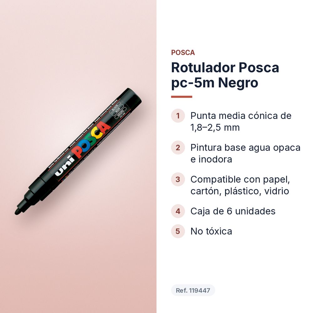 ROTULADOR POSCA PC-5M NEGRO - características principales