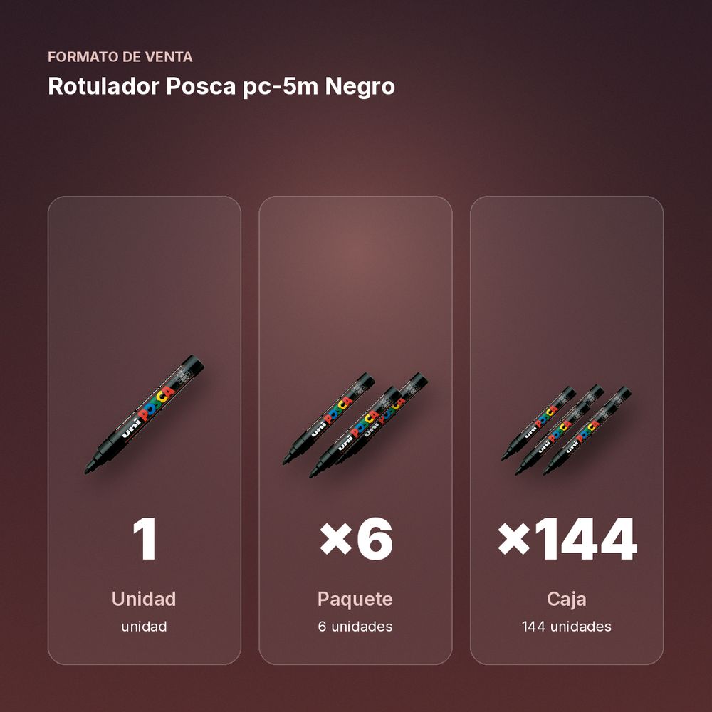 ROTULADOR POSCA PC-5M NEGRO - formato de venta: paquete de 6, caja de 144, palé de 288