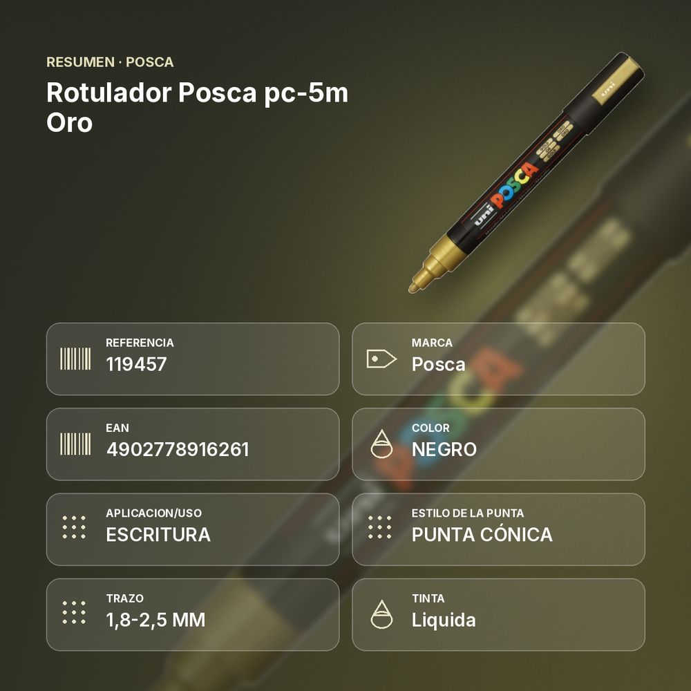 ROTULADOR POSCA PC-5M ORO - resumen de atributos