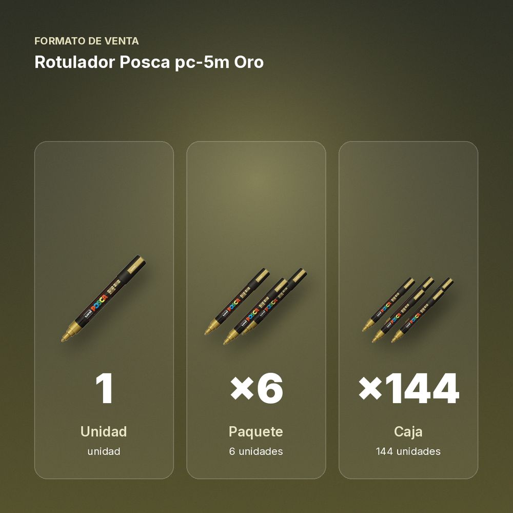 ROTULADOR POSCA PC-5M ORO - formato de venta: paquete de 6, caja de 144, palé de 288