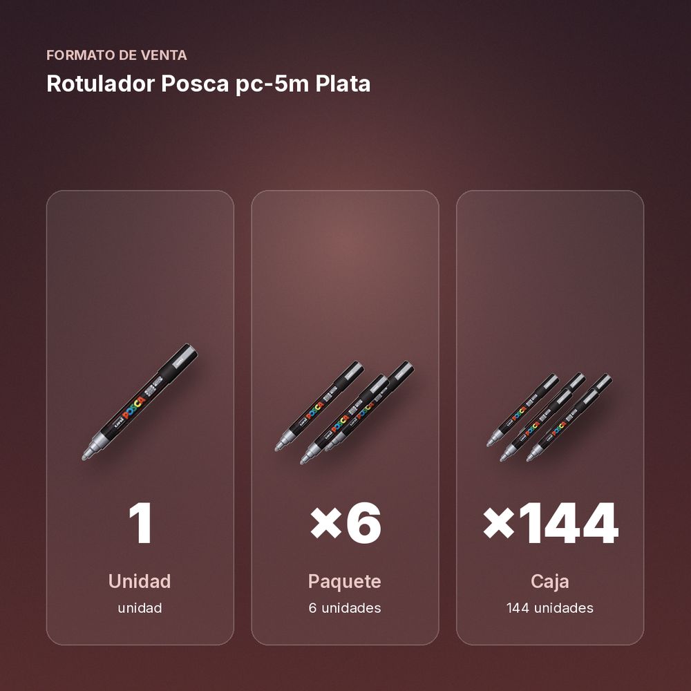 ROTULADOR POSCA PC-5M PLATA - formato de venta: paquete de 6, caja de 144, palé de 288