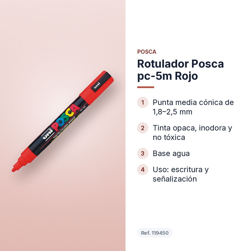 ROTULADOR POSCA PC-5M ROJO - características principales