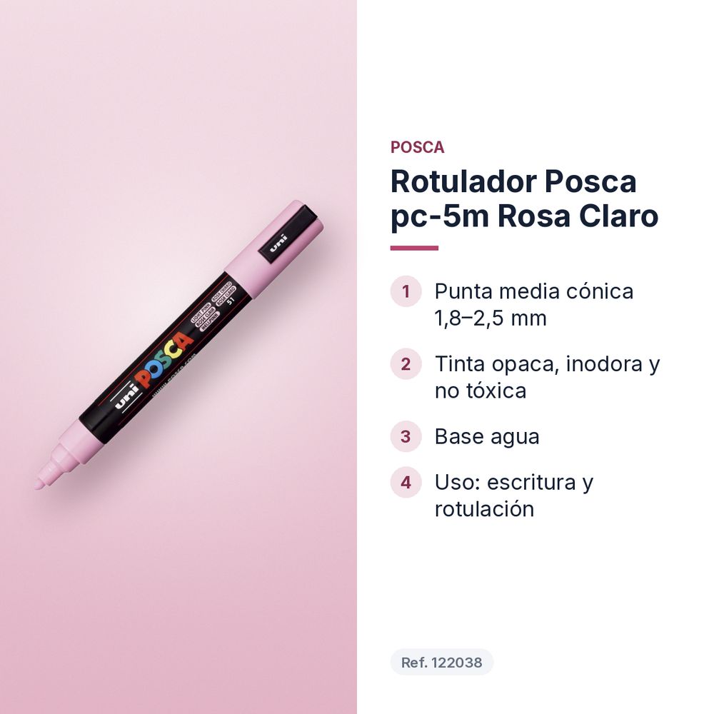 ROTULADOR POSCA PC-5M ROSA CLARO  - características principales
