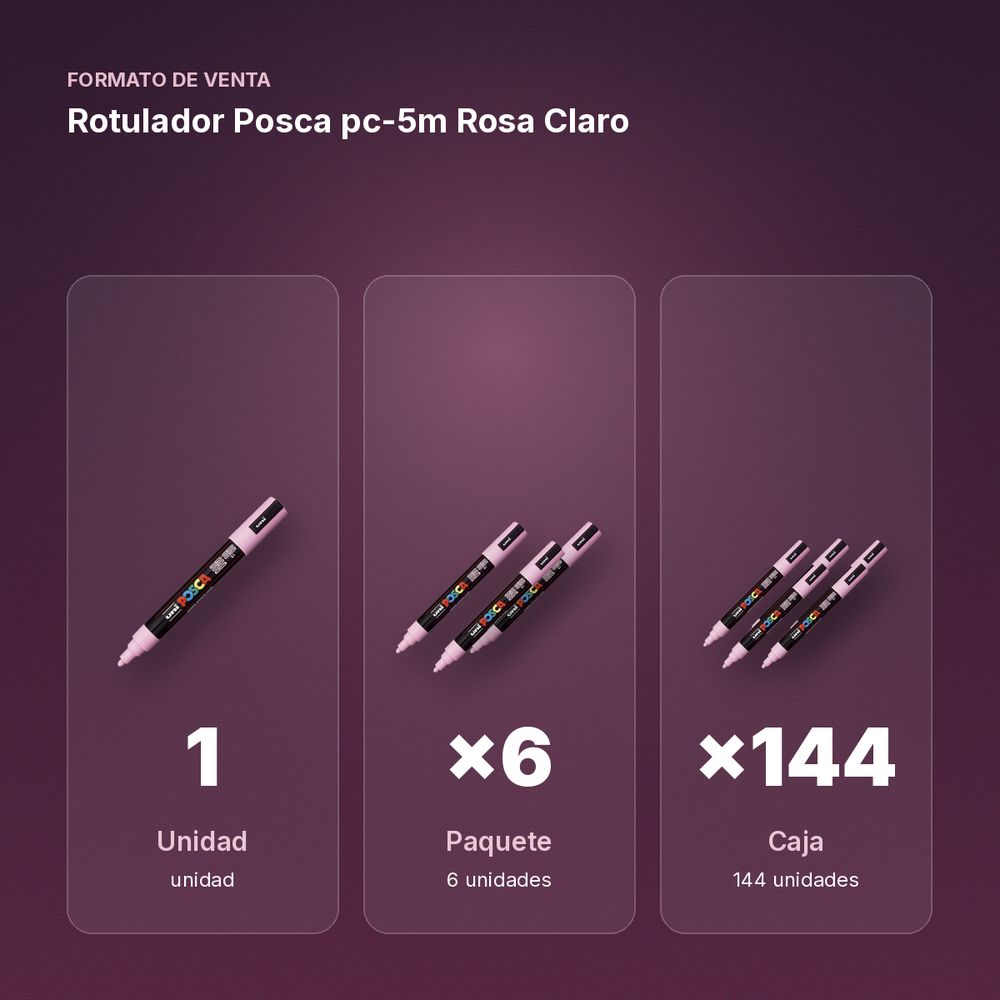 ROTULADOR POSCA PC-5M ROSA CLARO  - formato de venta: paquete de 6, caja de 144, palé de 288
