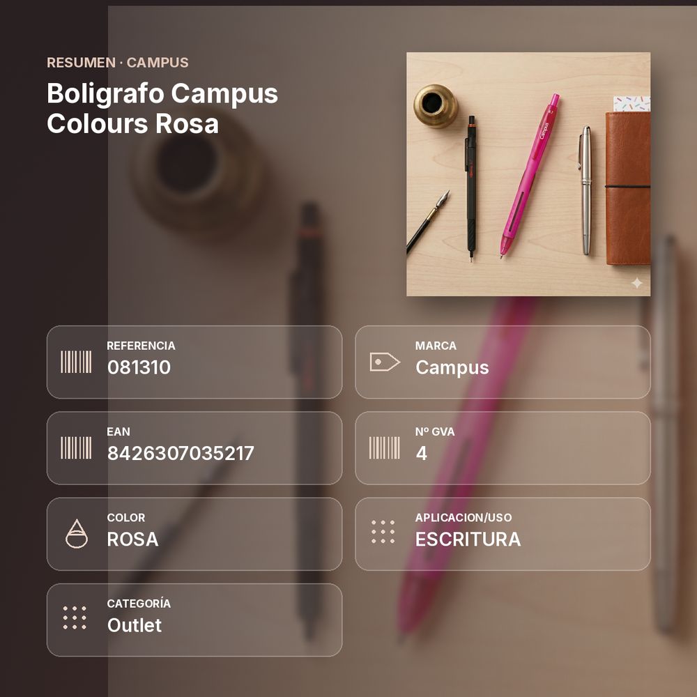 BOLIGRAFO CAMPUS COLOURS ROSA - resumen de atributos