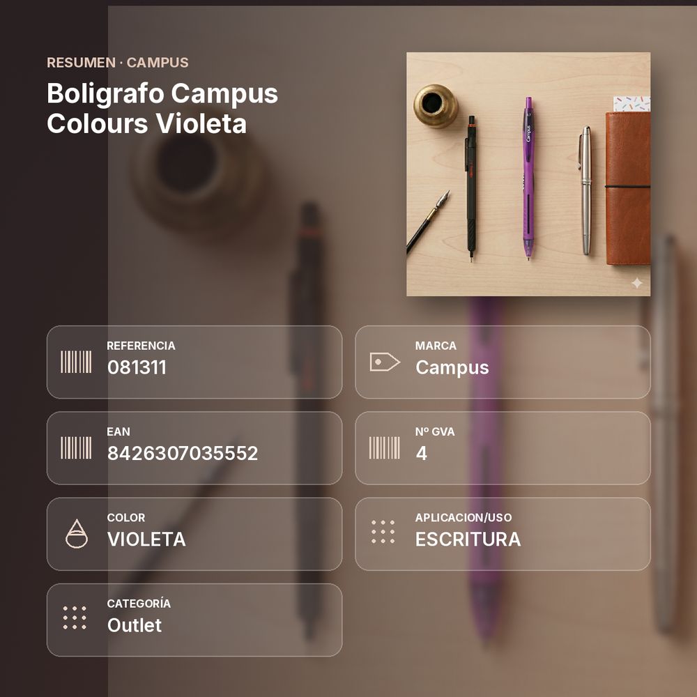 BOLIGRAFO CAMPUS COLOURS VIOLETA - resumen de atributos