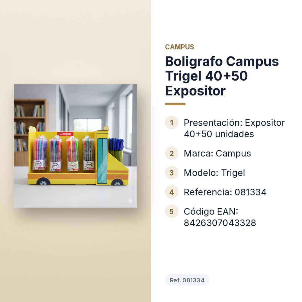 BOLIGRAFO CAMPUS TRIGEL 40+50 EXPOSITOR - características principales
