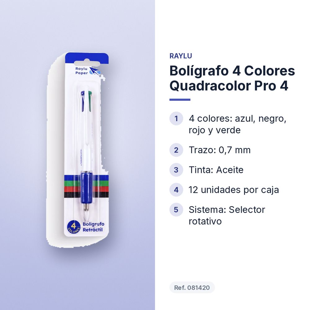 BOLÍGRAFO 4 COLORES QUADRACOLOR PRO 4 - características principales