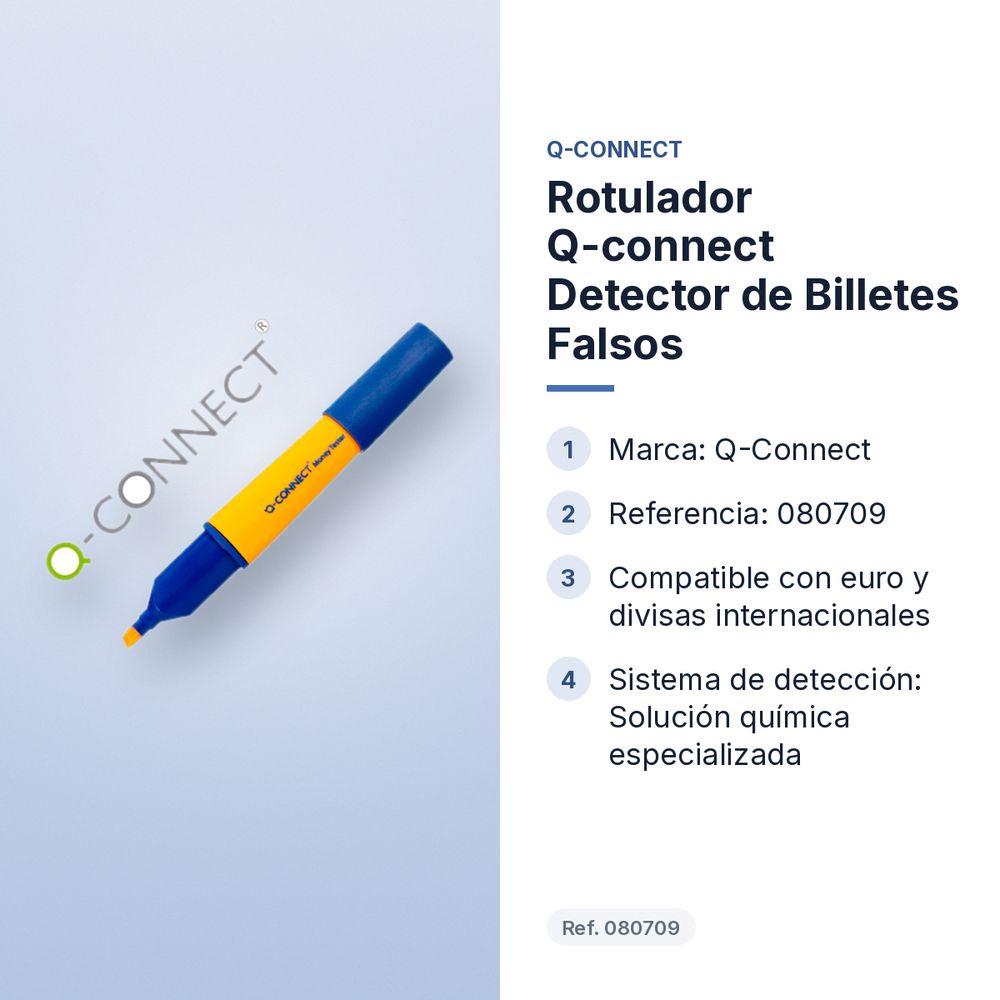 ROTULADOR Q-CONNECT DETECTOR DE BILLETES FALSOS - características principales