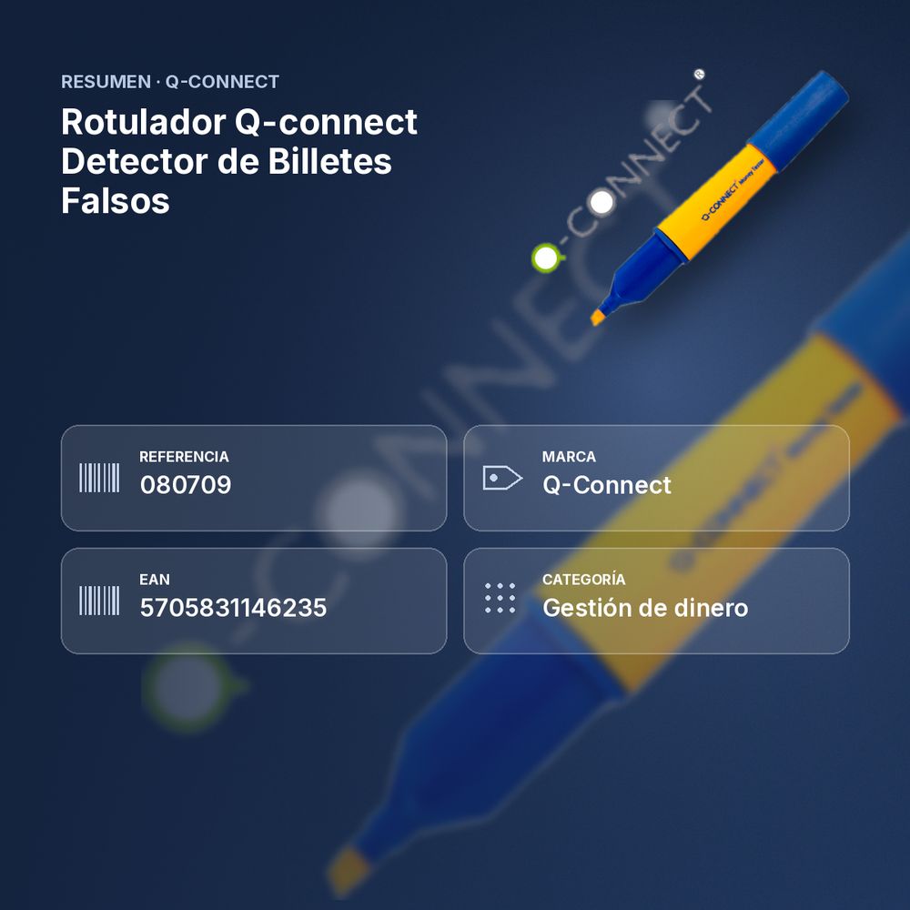 ROTULADOR Q-CONNECT DETECTOR DE BILLETES FALSOS - resumen de atributos
