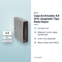 CAJA ARCHIVADOR A4 GRIS JASPEADO TIPO RADO RAYLU - características principales