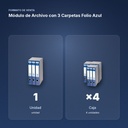 MÓDULO DE ARCHIVO CON 3 CARPETAS FOLIO AZUL - formato de venta: caja de 4