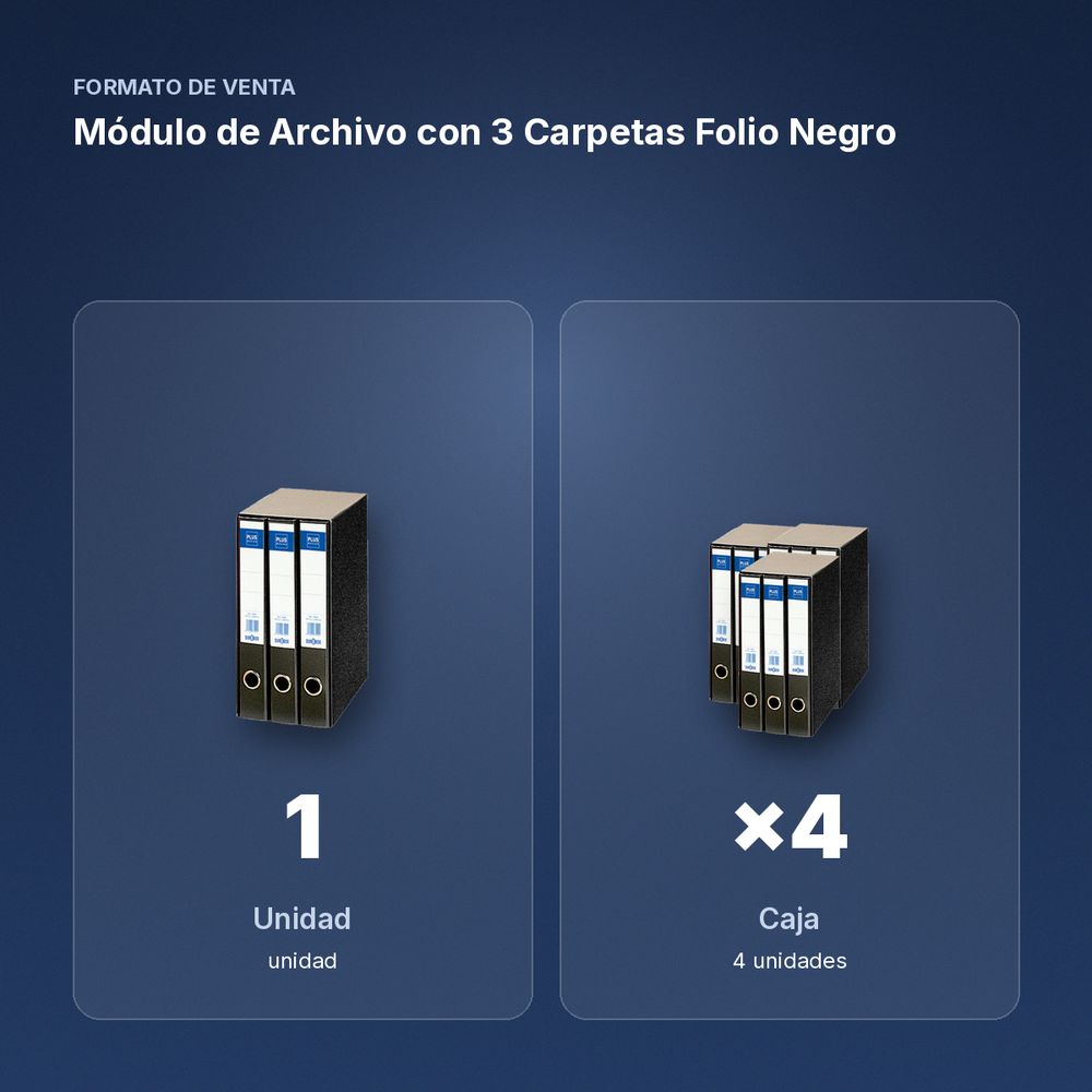 MÓDULO DE ARCHIVO CON 3 CARPETAS FOLIO NEGRO - formato de venta: caja de 4