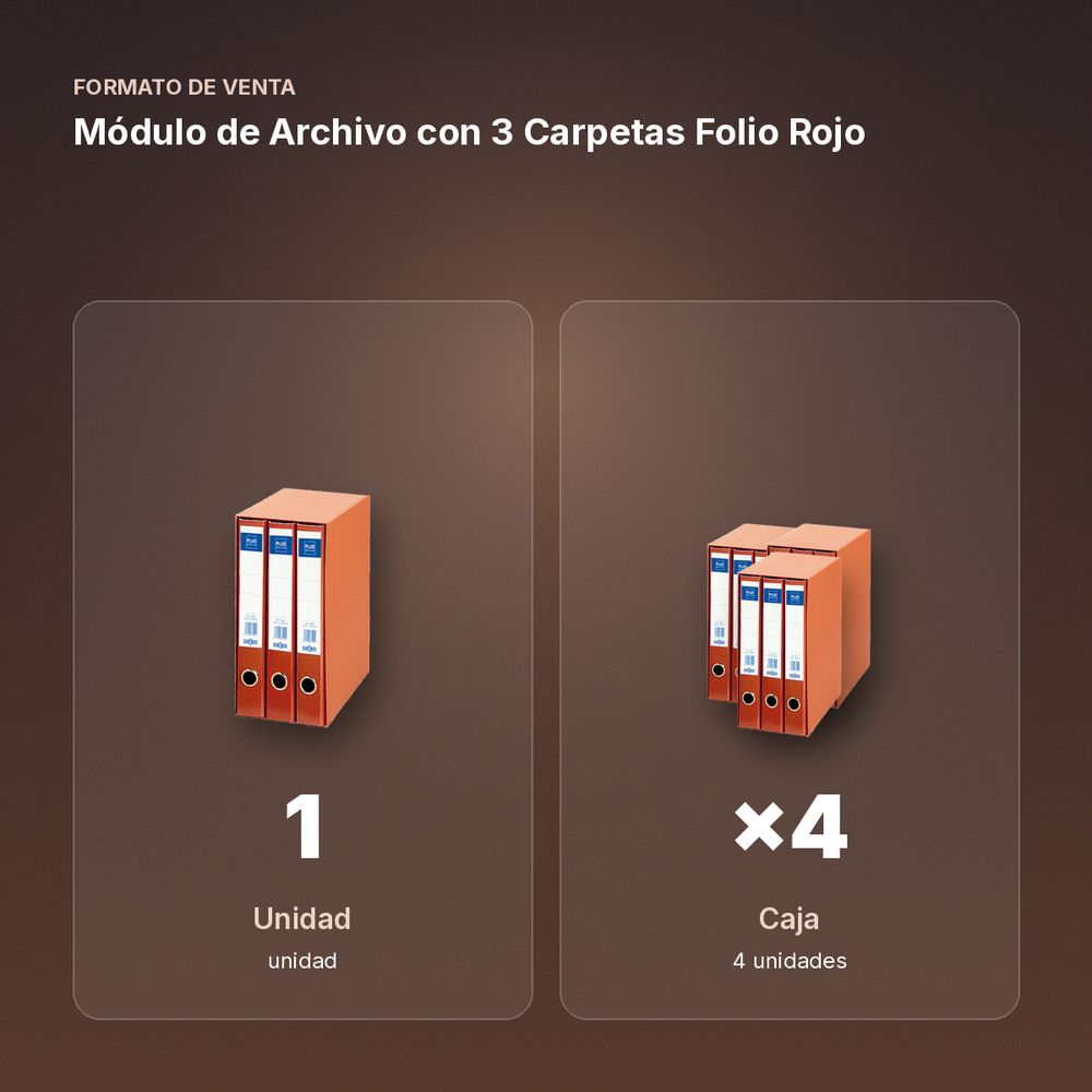 MÓDULO DE ARCHIVO CON 3 CARPETAS FOLIO ROJO - formato de venta: caja de 4