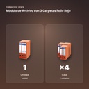 MÓDULO DE ARCHIVO CON 3 CARPETAS FOLIO ROJO - formato de venta: caja de 4