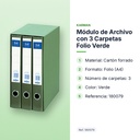 MÓDULO DE ARCHIVO CON 3 CARPETAS FOLIO VERDE - características principales