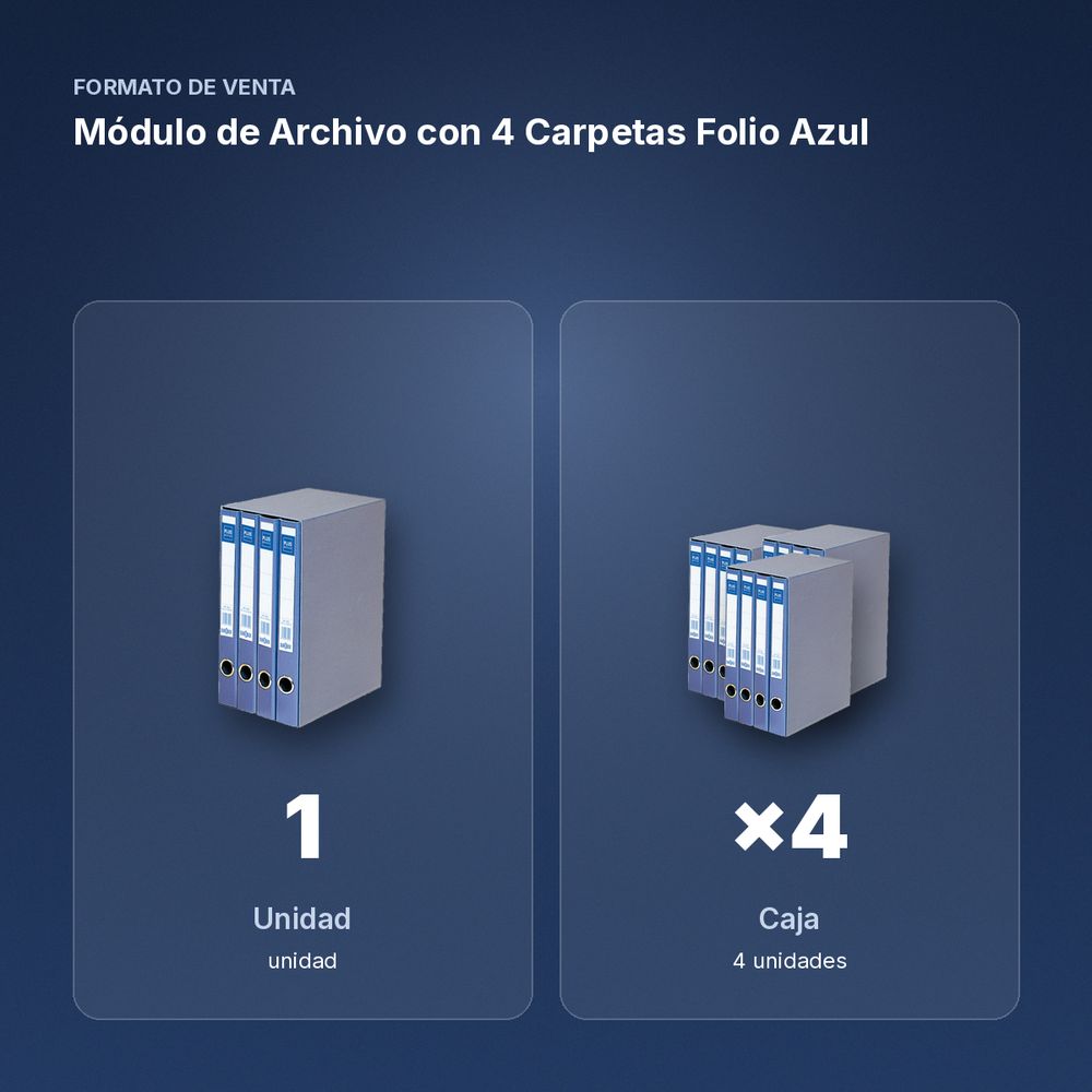 MÓDULO DE ARCHIVO CON 4 CARPETAS FOLIO AZUL - formato de venta: caja de 4
