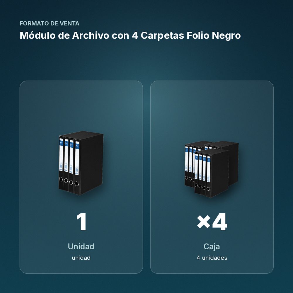 MÓDULO DE ARCHIVO CON 4 CARPETAS FOLIO NEGRO - formato de venta: caja de 4
