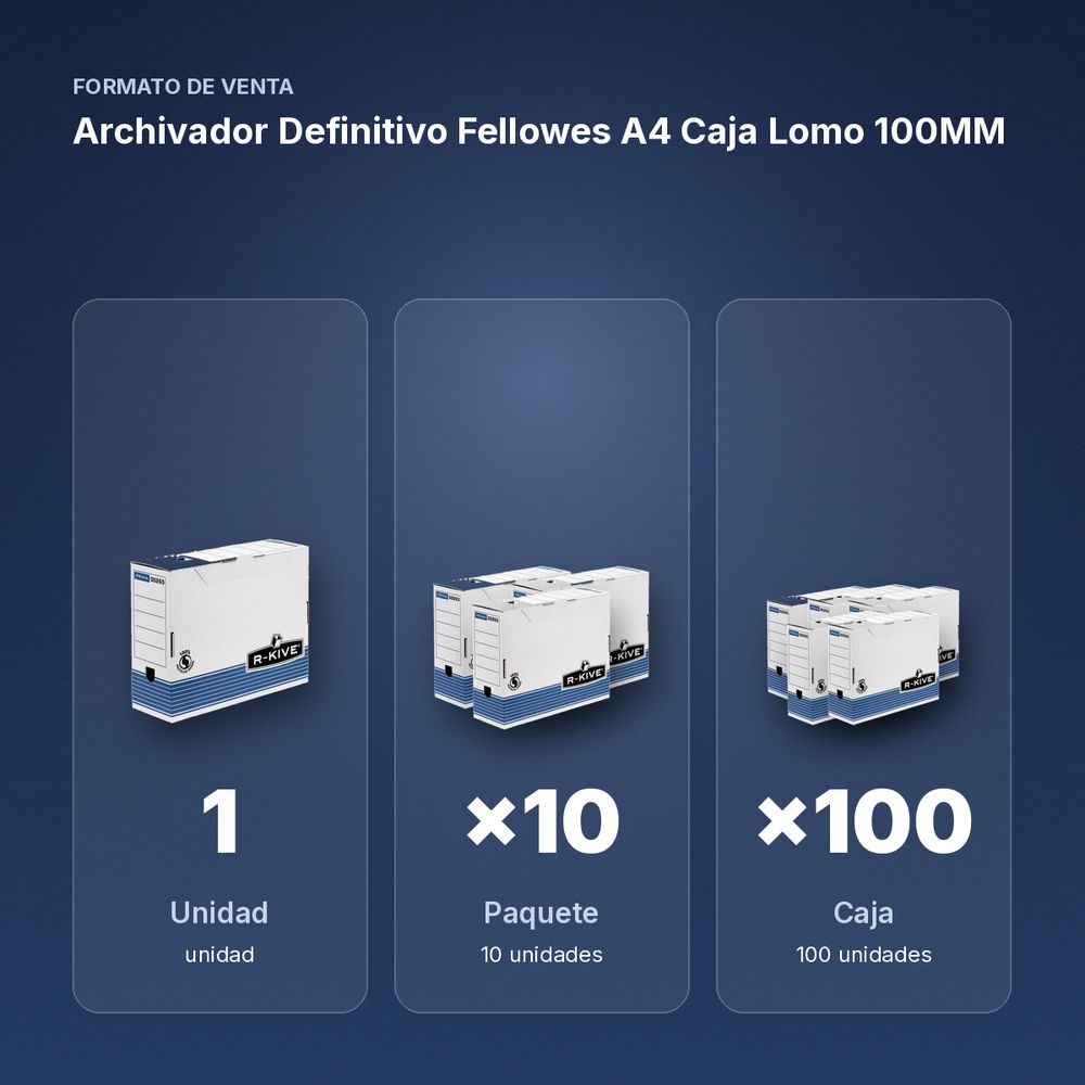 ARCHIVADOR DEFINITIVO FELLOWES A4 CAJA LOMO 100MM - formato de venta: paquete de 10, caja de 100