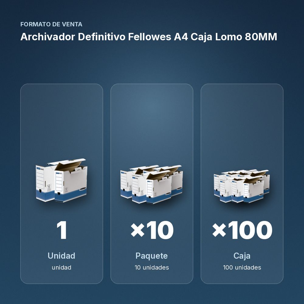 ARCHIVADOR DEFINITIVO FELLOWES A4 CAJA LOMO 80MM - formato de venta: paquete de 10, caja de 100