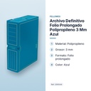 ARCHIVO DEFINITIVO FOLIO PROLONGADO POLIPROPILENO 3 MM AZUL - características principales