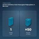 ARCHIVO DEFINITIVO FOLIO PROLONGADO POLIPROPILENO 3 MM AZUL - formato de venta: paquete de 50