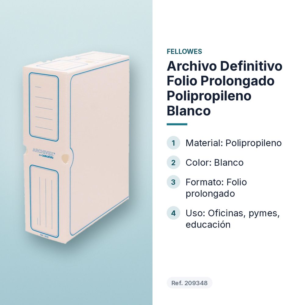 ARCHIVO DEFINITIVO FOLIO PROLONGADO POLIPROPILENO BLANCO - características principales