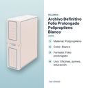 ARCHIVO DEFINITIVO FOLIO PROLONGADO POLIPROPILENO BLANCO - características principales